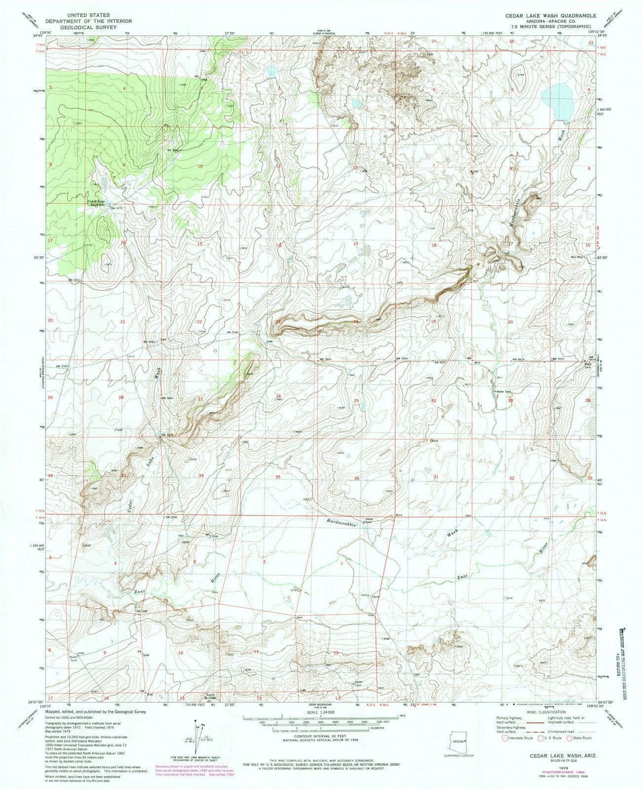 1979 Cedar Lake Wash, AZ - Arizona - USGS Topographic Map