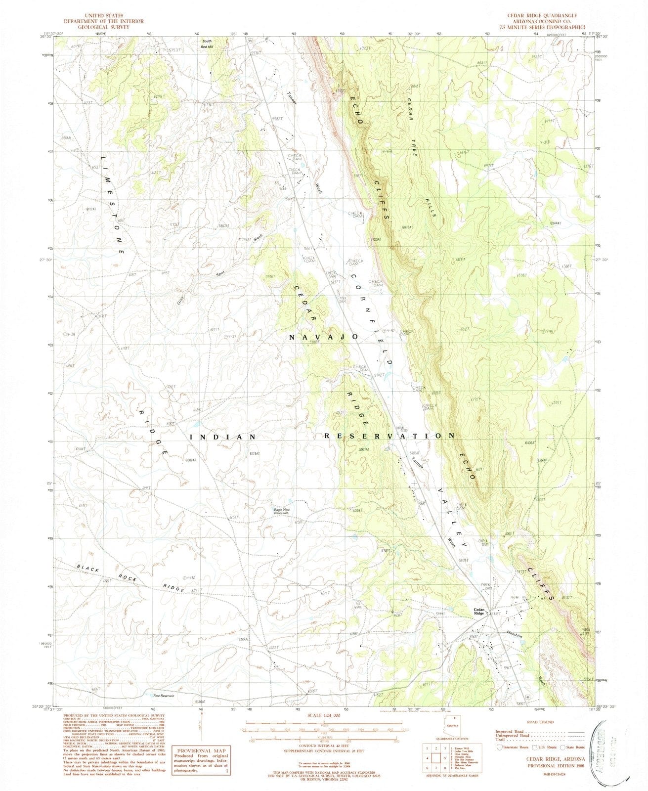 1988 Cedar Ridge, AZ - Arizona - USGS Topographic Map