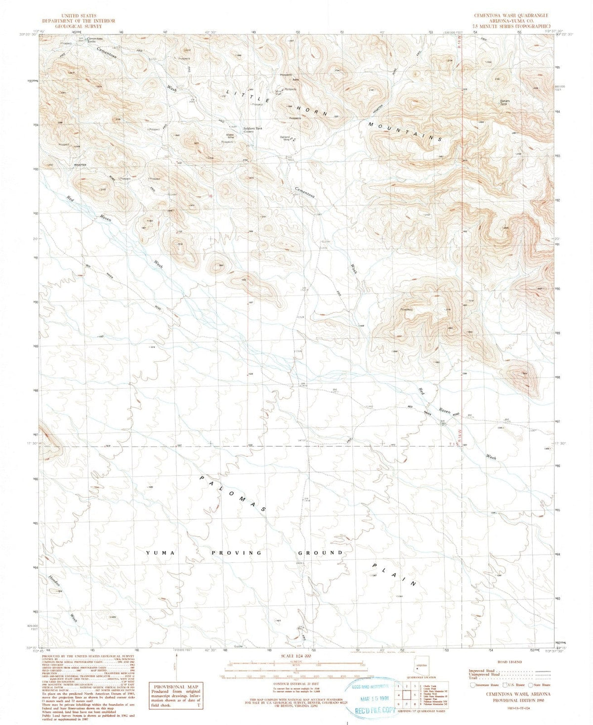 1990 Cementosa Wash, AZ - Arizona - USGS Topographic Map