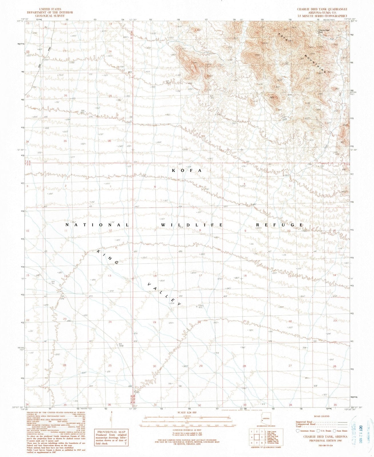 1990 Charlieied Tank, AZ - Arizona - USGS Topographic Map