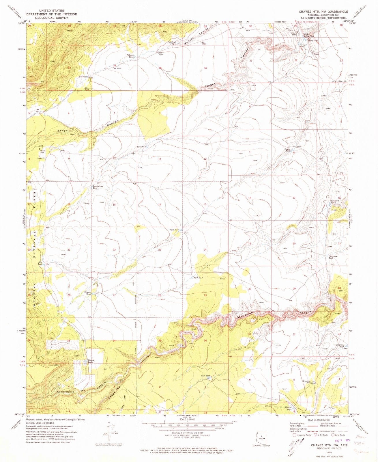 1970 Chavez MTN, AZ - Arizona - USGS Topographic Map