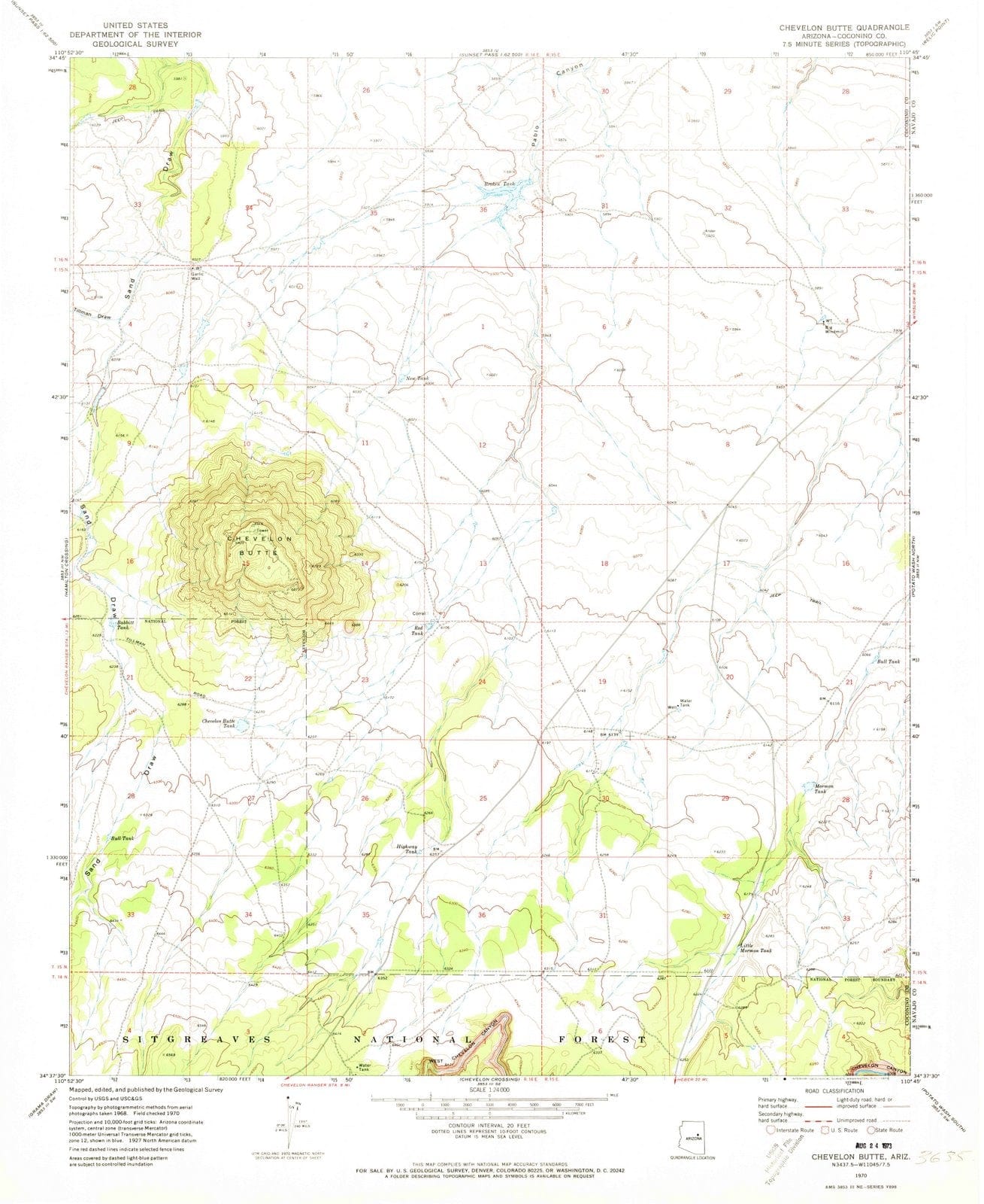 1970 Chevelon Butte, AZ - Arizona - USGS Topographic Map
