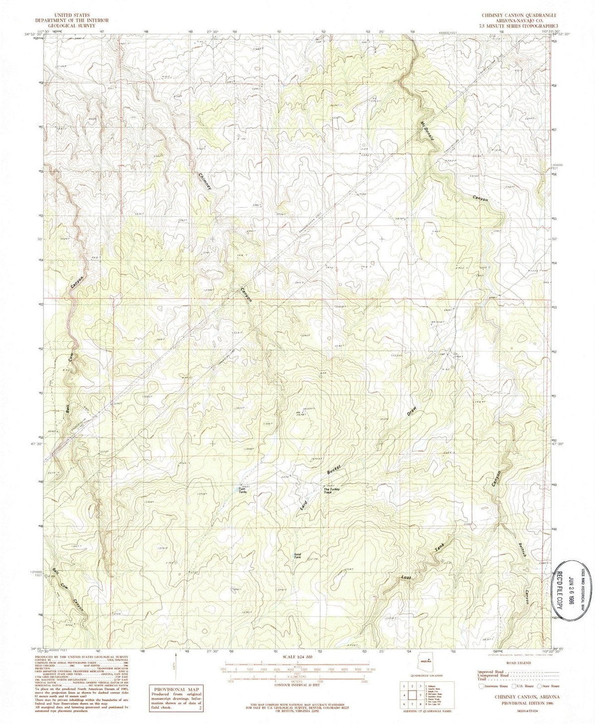 1986 Chimney Canyon, AZ - Arizona - USGS Topographic Map