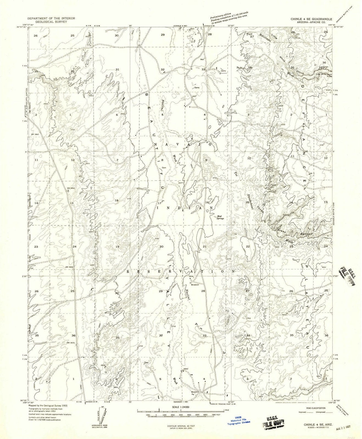 1955 Chinle 4, AZ - Arizona - USGS Topographic Map v2
