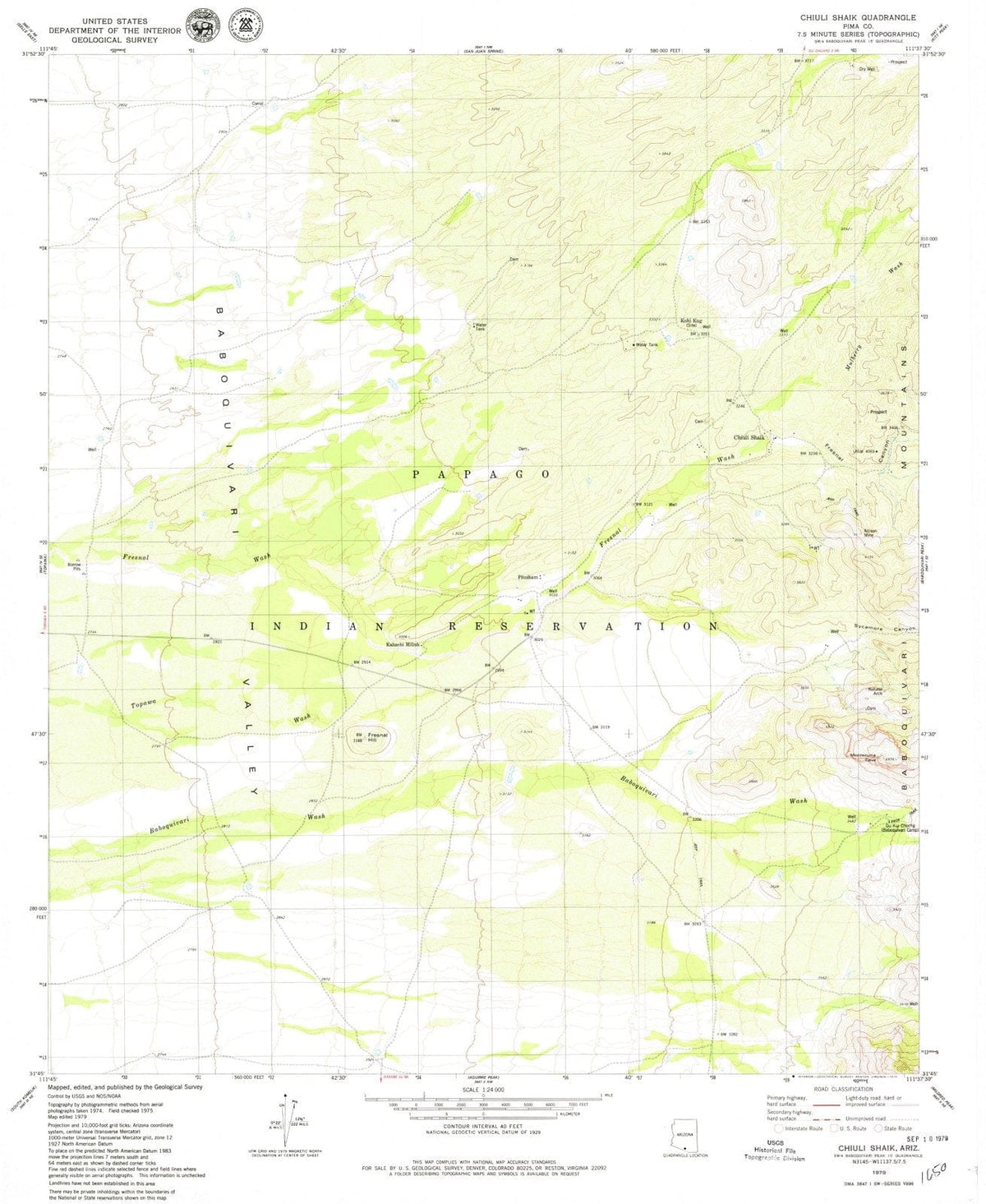 1979 Chiuli Shaik, AZ - Arizona - USGS Topographic Map