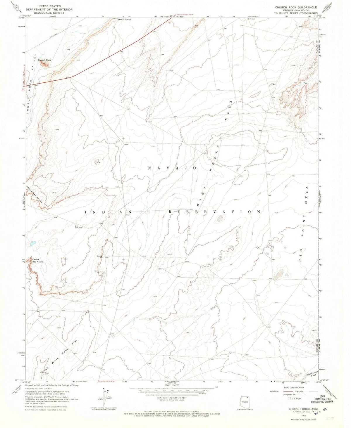 1968 Church Rock, AZ - Arizona - USGS Topographic Map