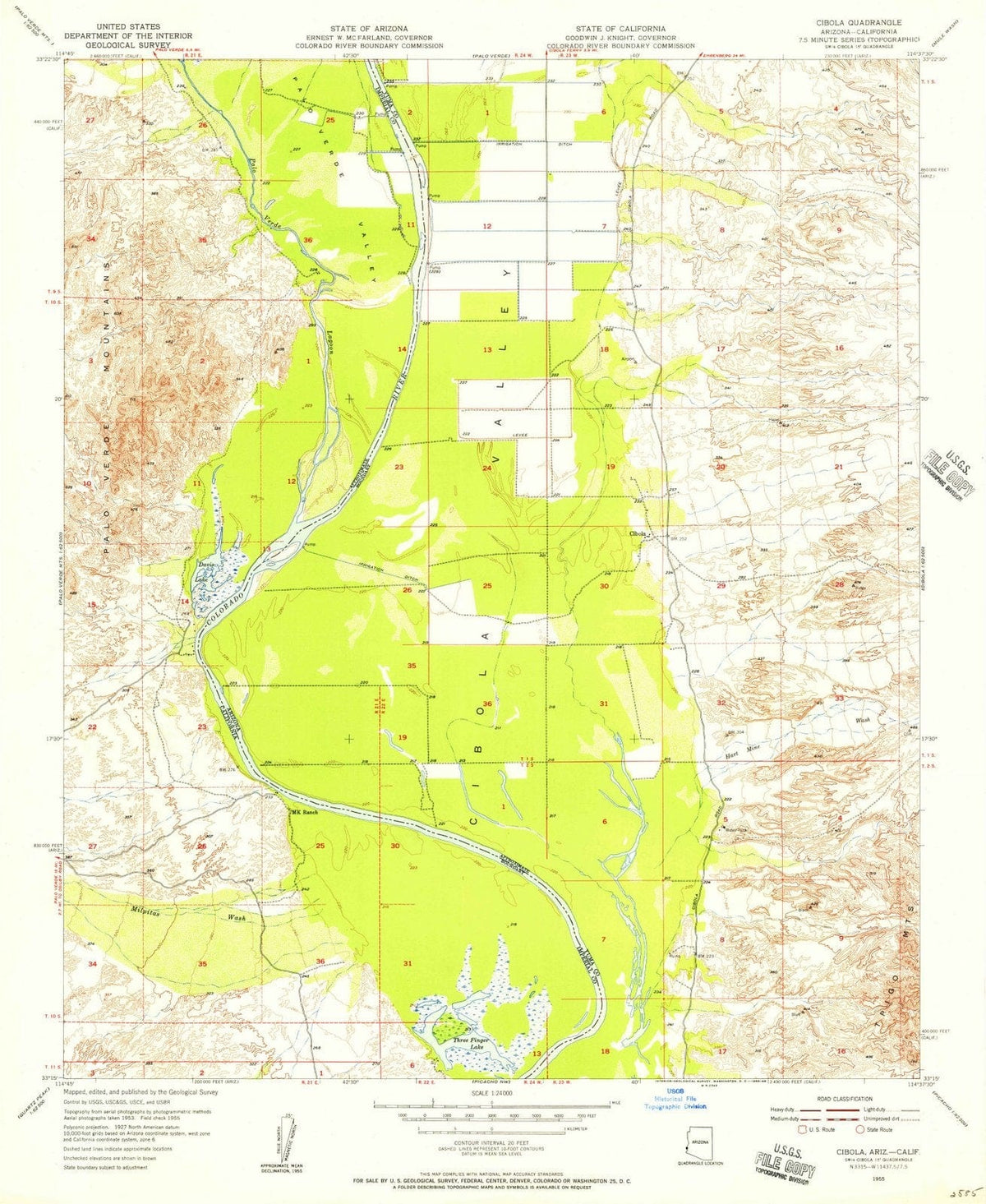 1955 Cibola, AZ - Arizona - USGS Topographic Map