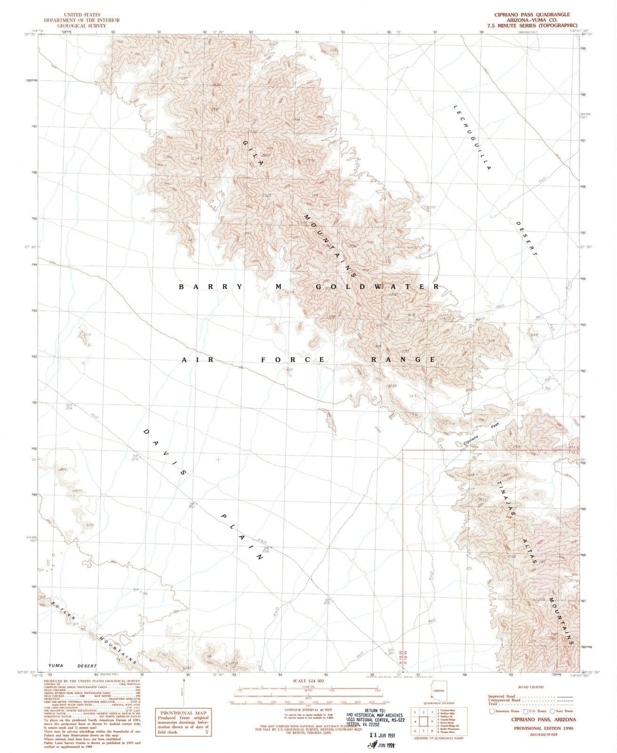 1990 Cipriano Pass, AZ - Arizona - USGS Topographic Map