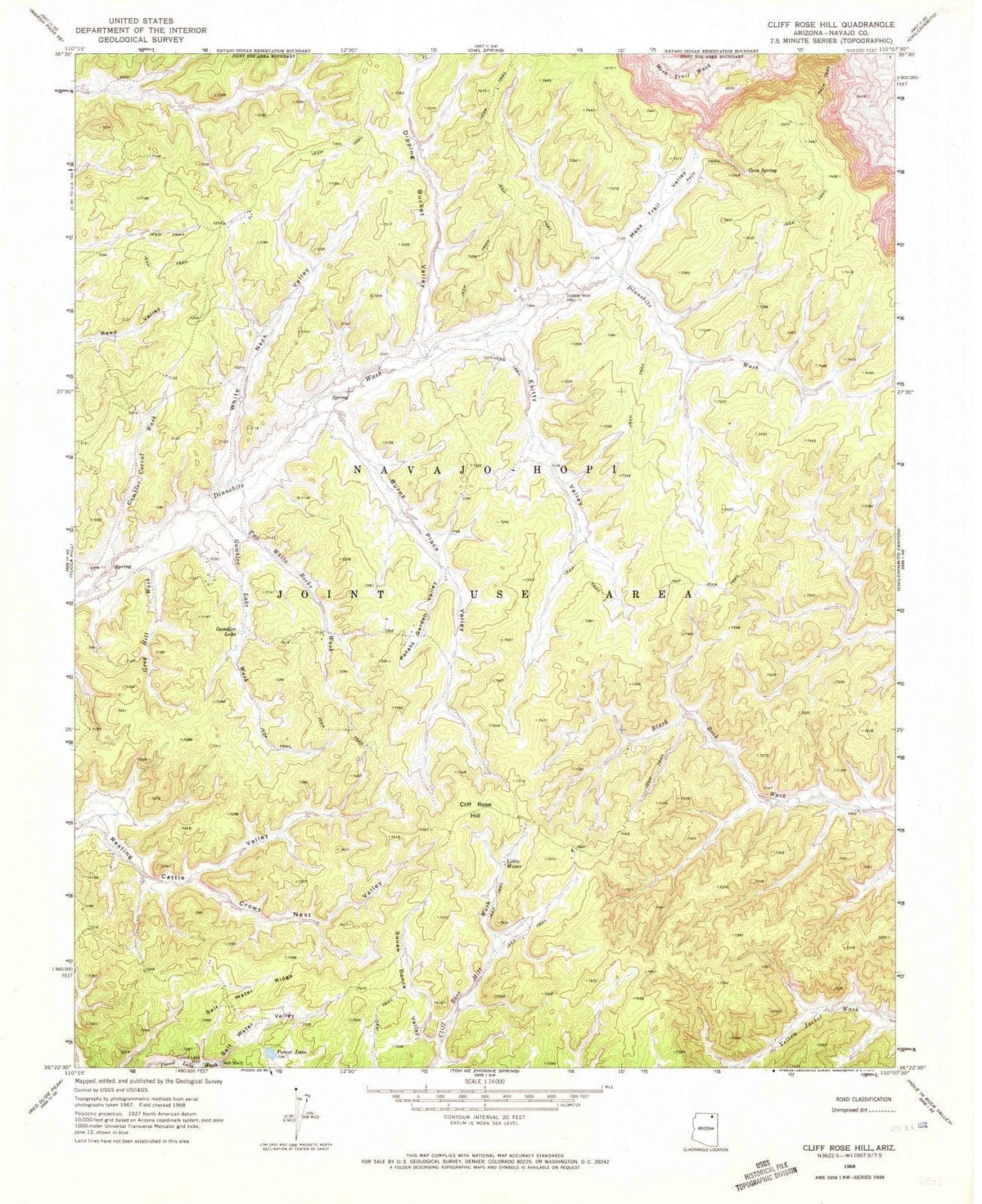 1968 Cliff Rose Hill, AZ - Arizona - USGS Topographic Map
