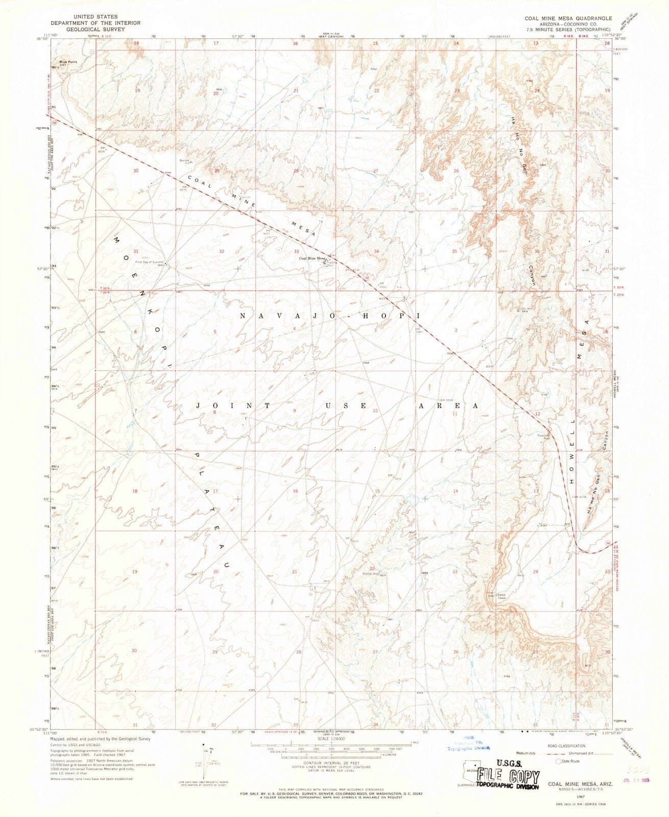 1967 Coal Mine Mesa, AZ - Arizona - USGS Topographic Map