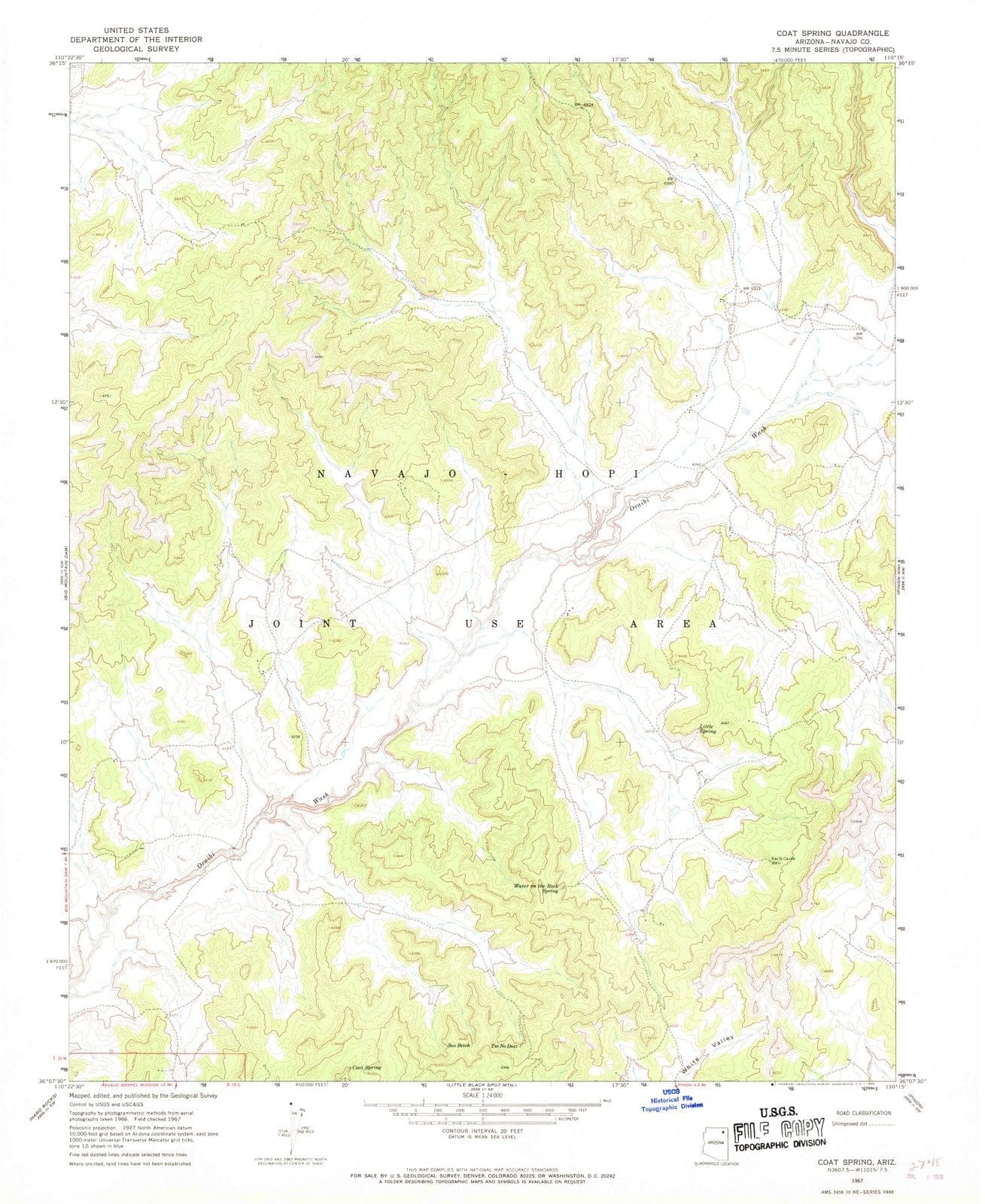 1967 Coat Spring, AZ - Arizona - USGS Topographic Map
