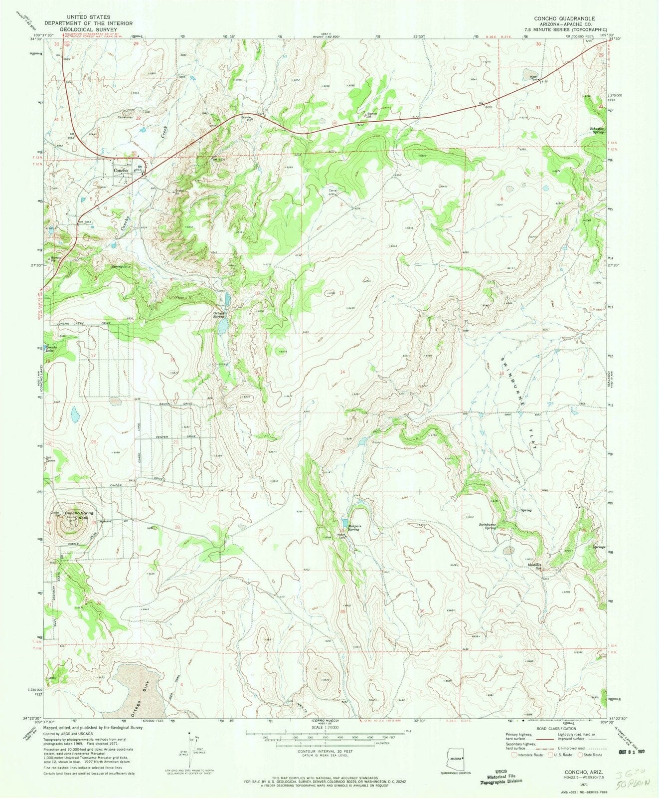 1971 Concho, AZ - Arizona - USGS Topographic Map
