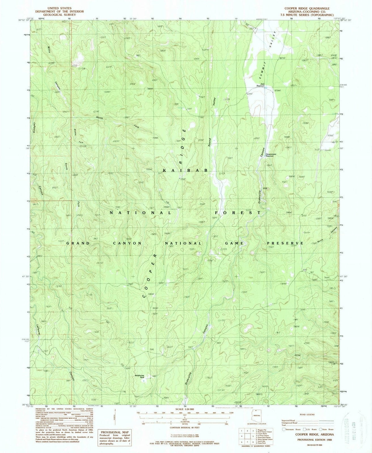 1988 Cooper Ridge, AZ - Arizona - USGS Topographic Map