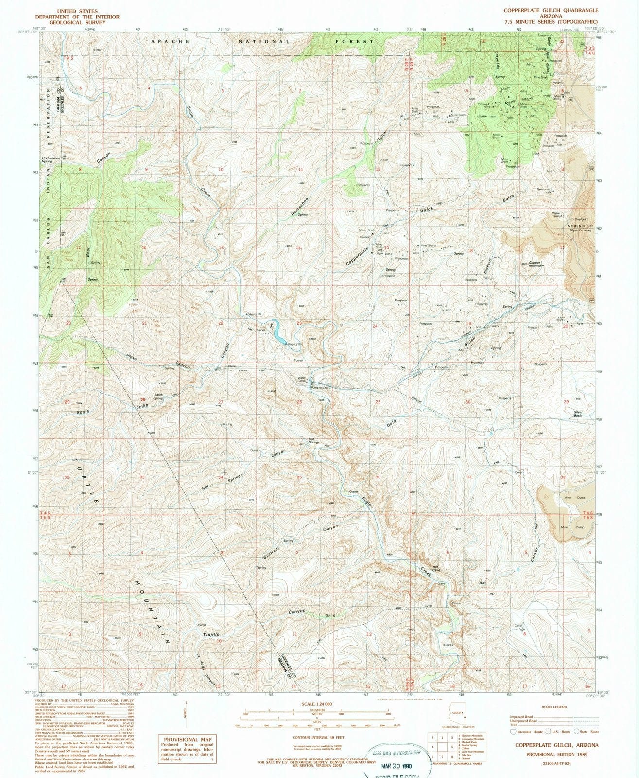 1989 Copperplate Gulch, AZ - Arizona - USGS Topographic Map