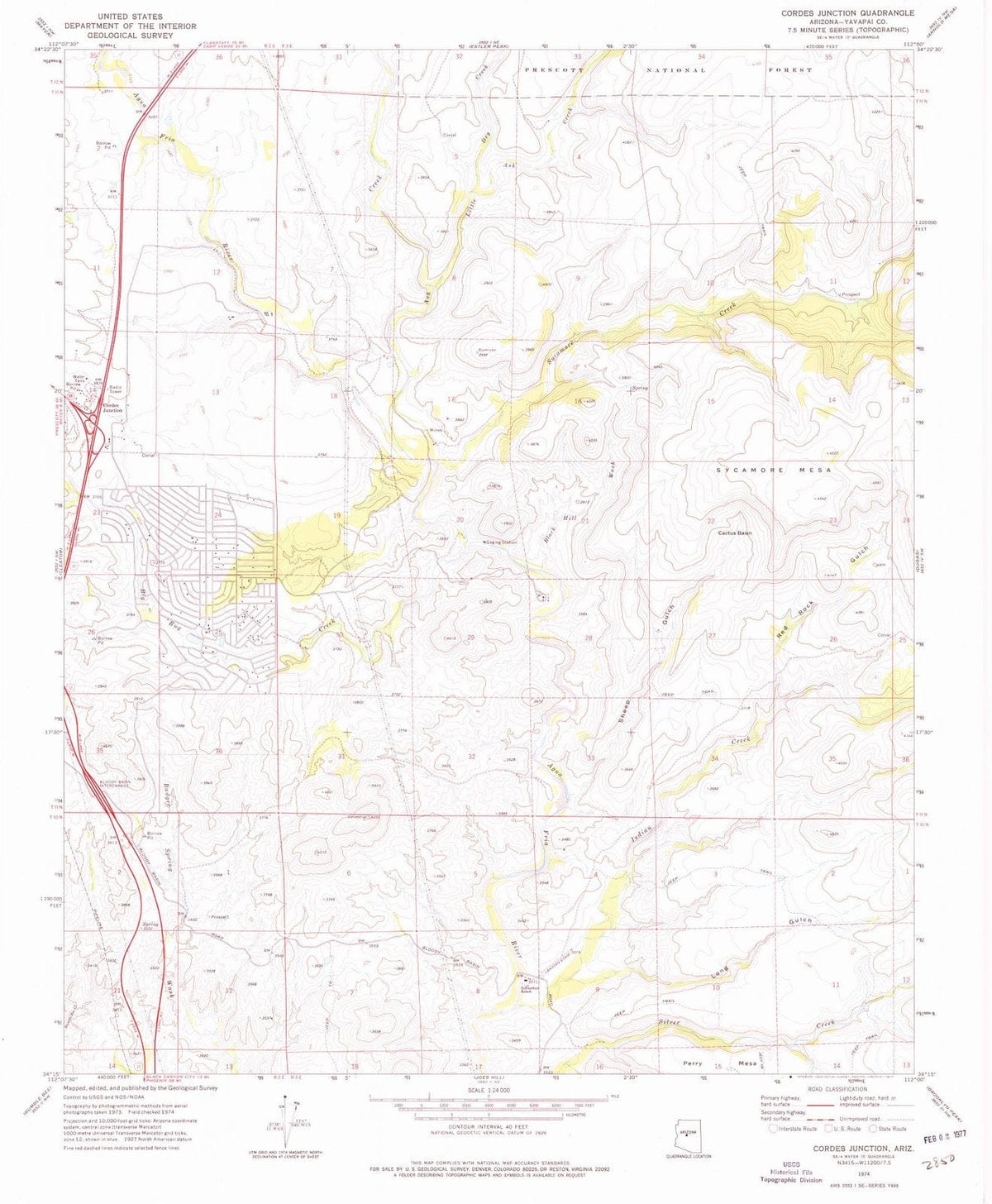 1974 Cordes Junction, AZ - Arizona - USGS Topographic Map