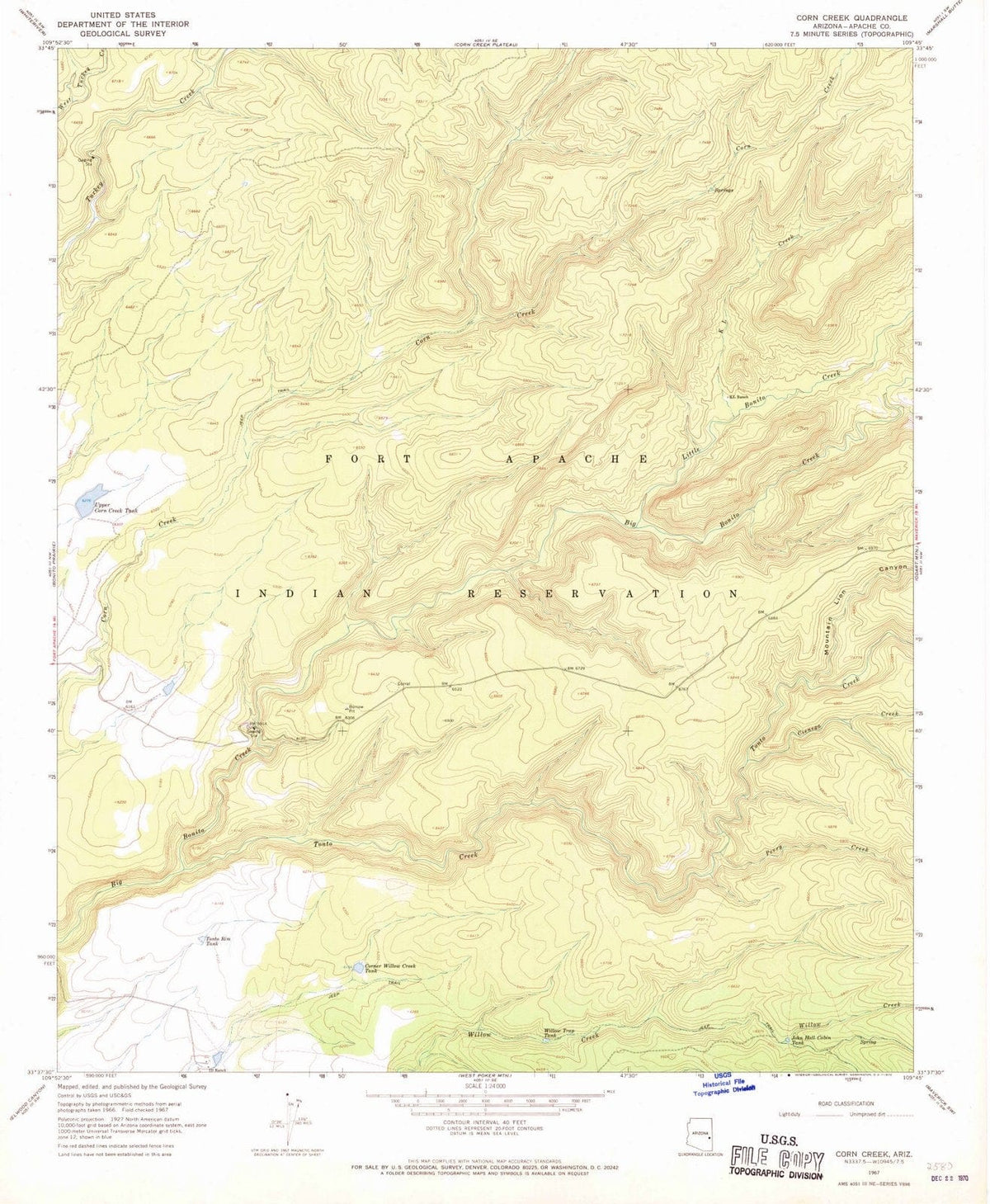 1967 Corn Creek, AZ - Arizona - USGS Topographic Map