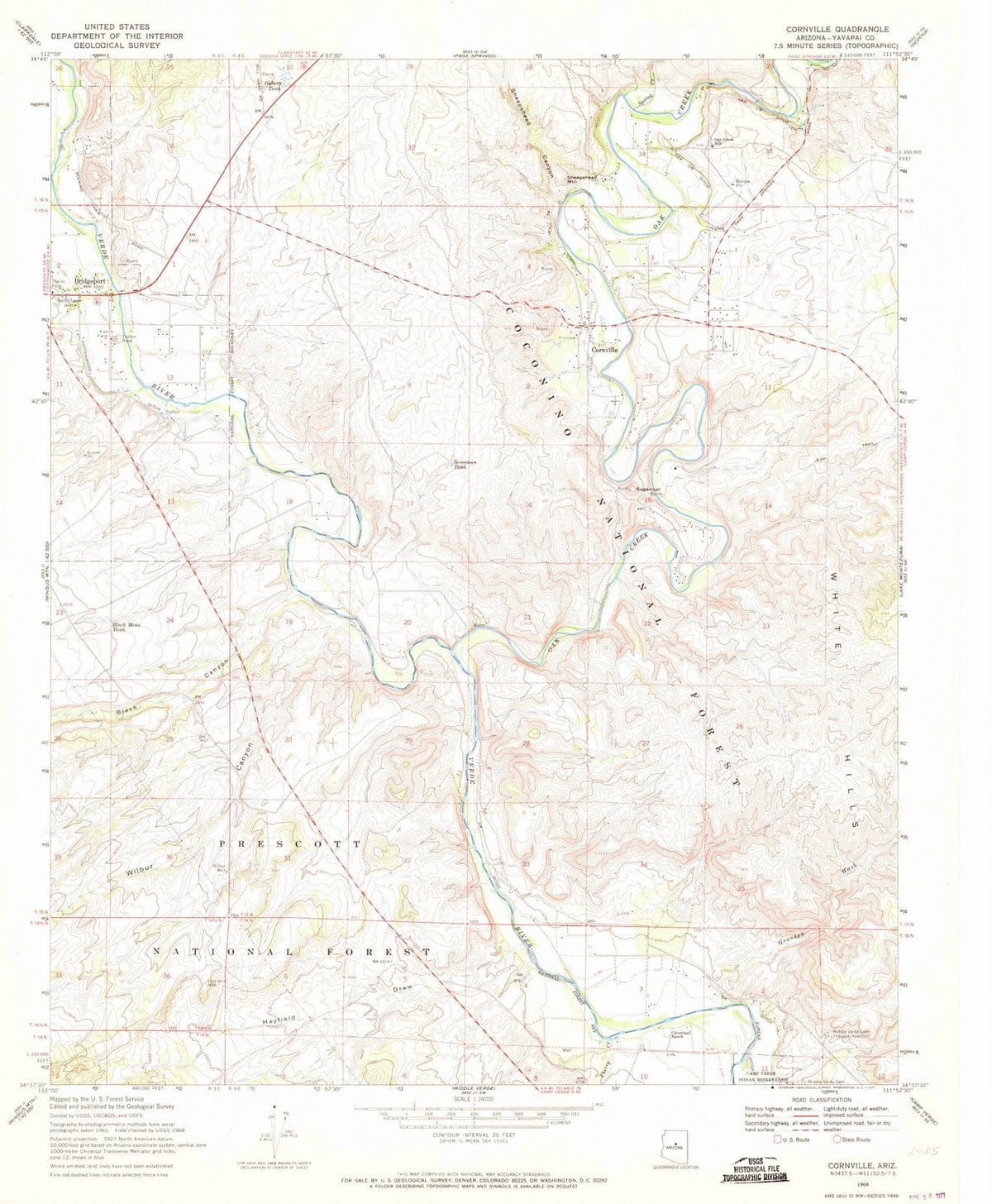 1968 Cornville, AZ - Arizona - USGS Topographic Map