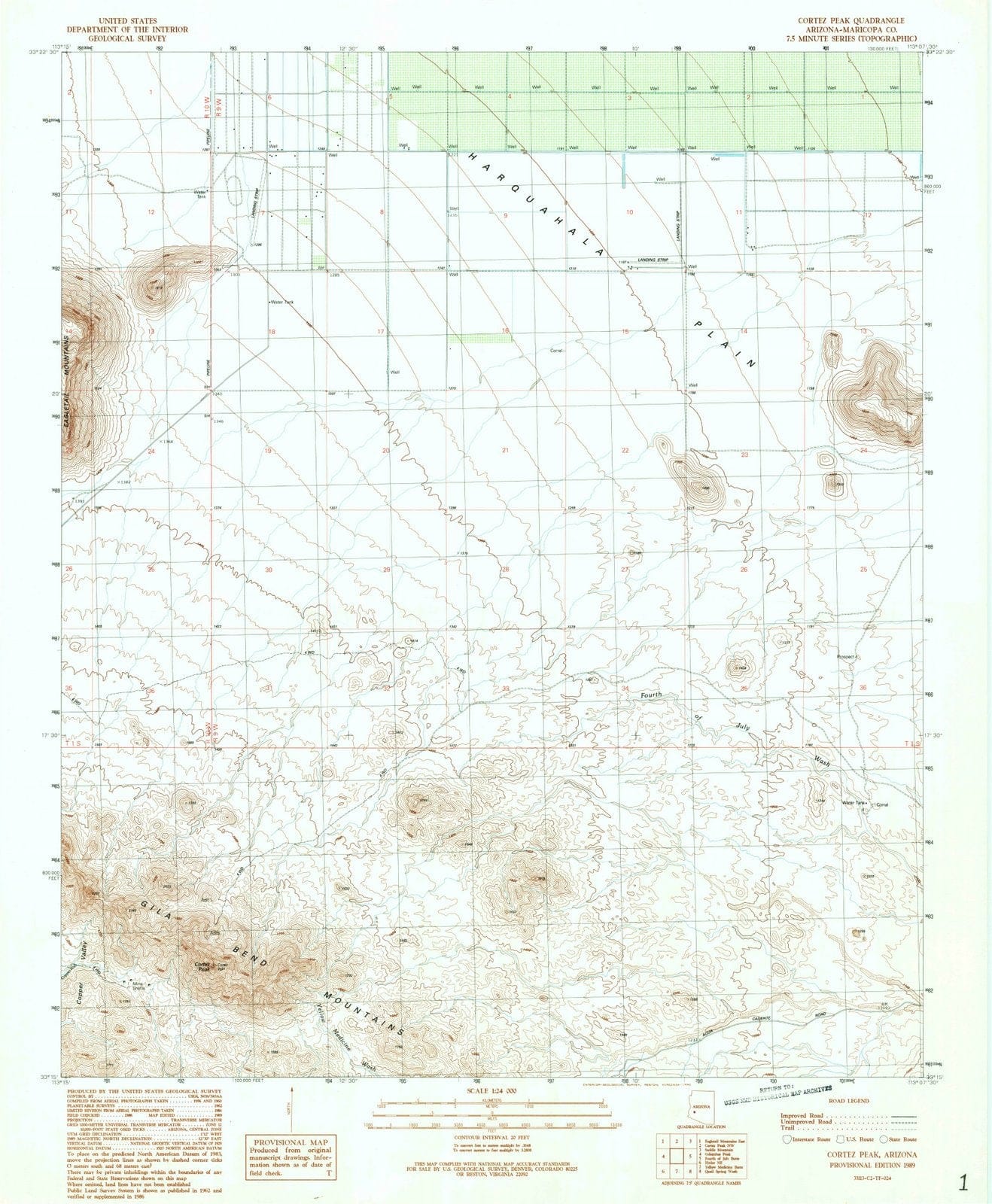 1989 Cortez Peak, AZ - Arizona - USGS Topographic Map