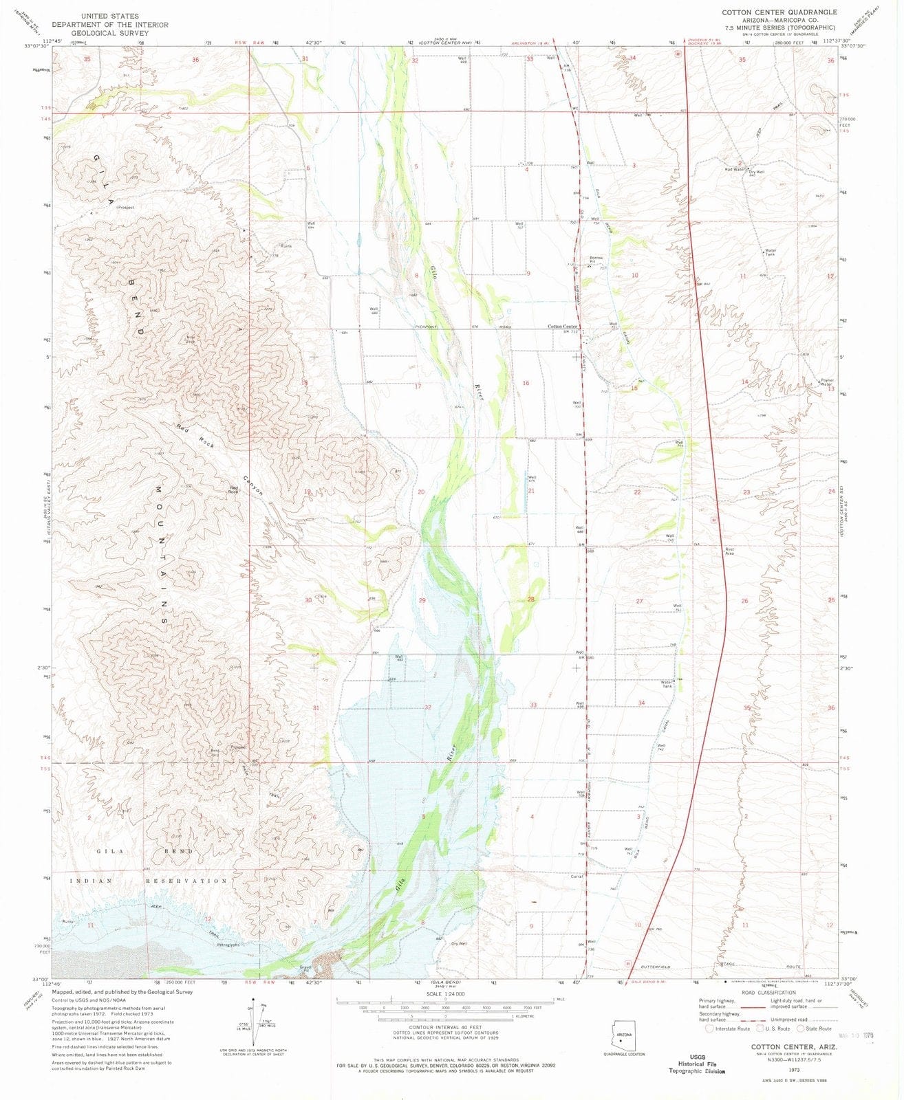 1973 Cotton Center, AZ - Arizona - USGS Topographic Map v3
