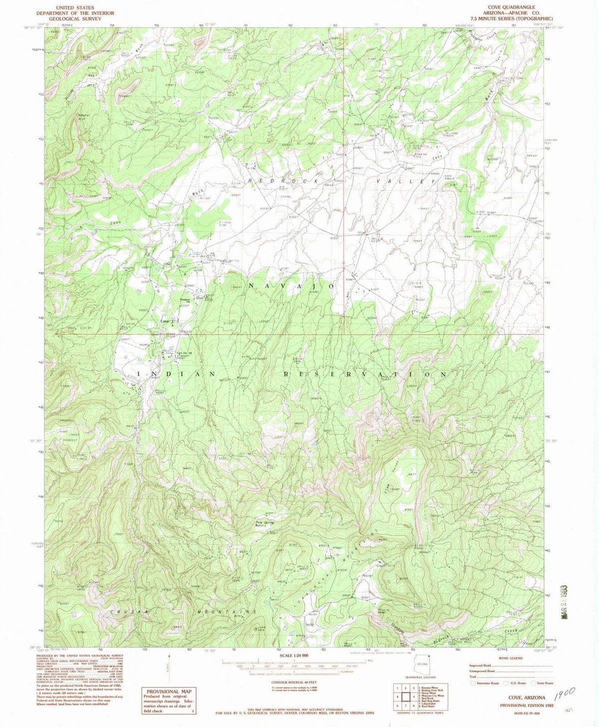 1982 Cove, AZ - Arizona - USGS Topographic Map