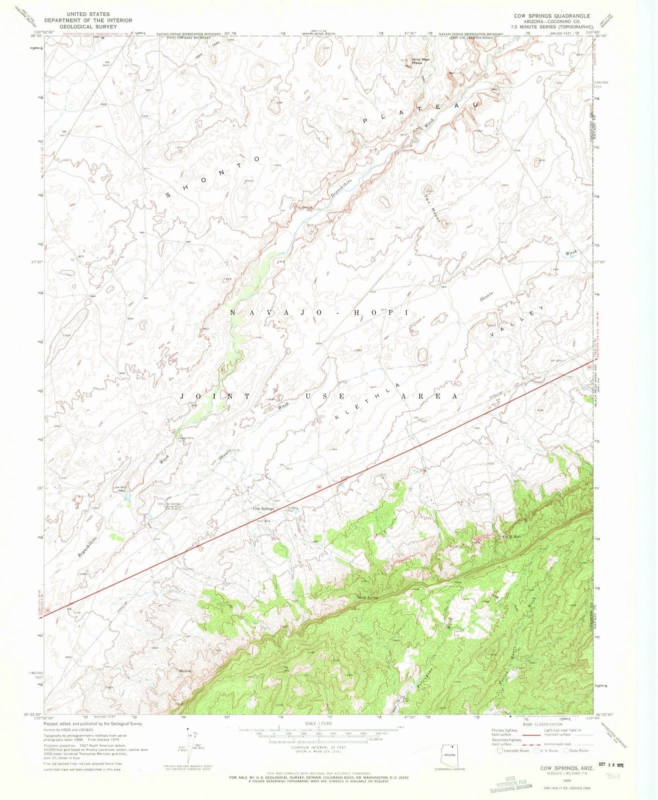 1970 Cow Springs, AZ - Arizona - USGS Topographic Map