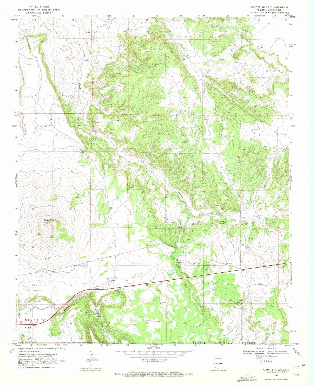 1969 Coyote Hills, AZ - Arizona - USGS Topographic Map