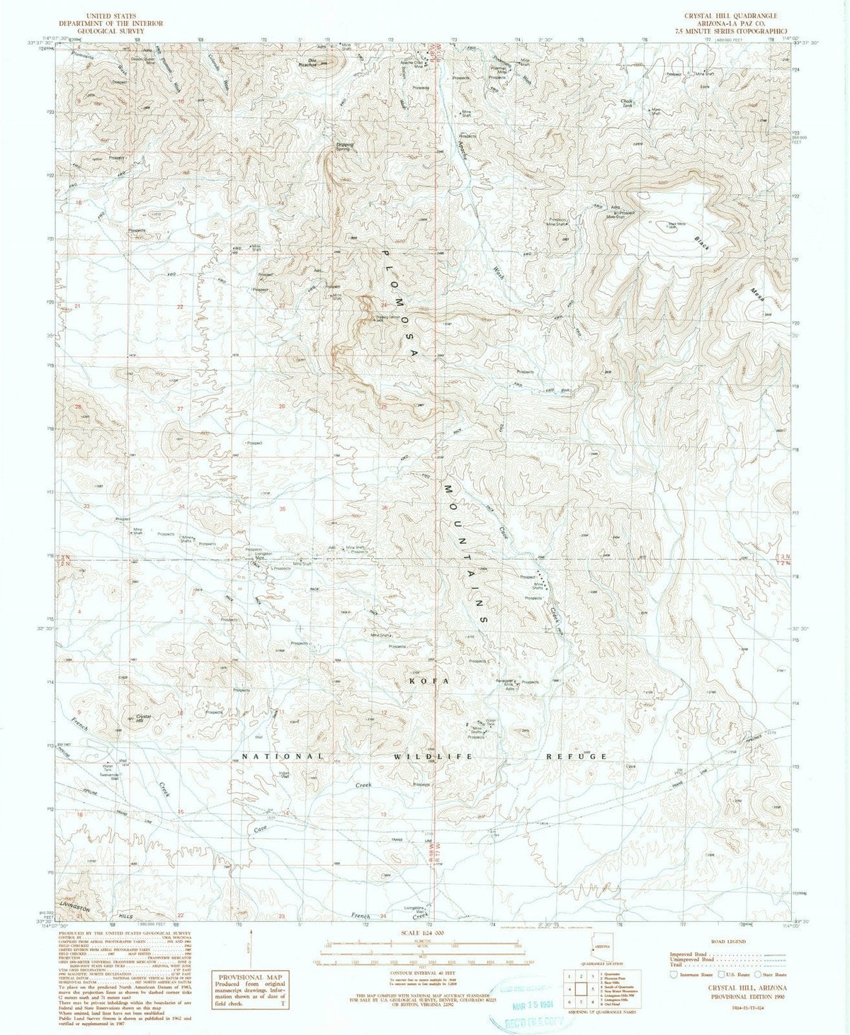 1990 Crystal Hill, AZ - Arizona - USGS Topographic Map