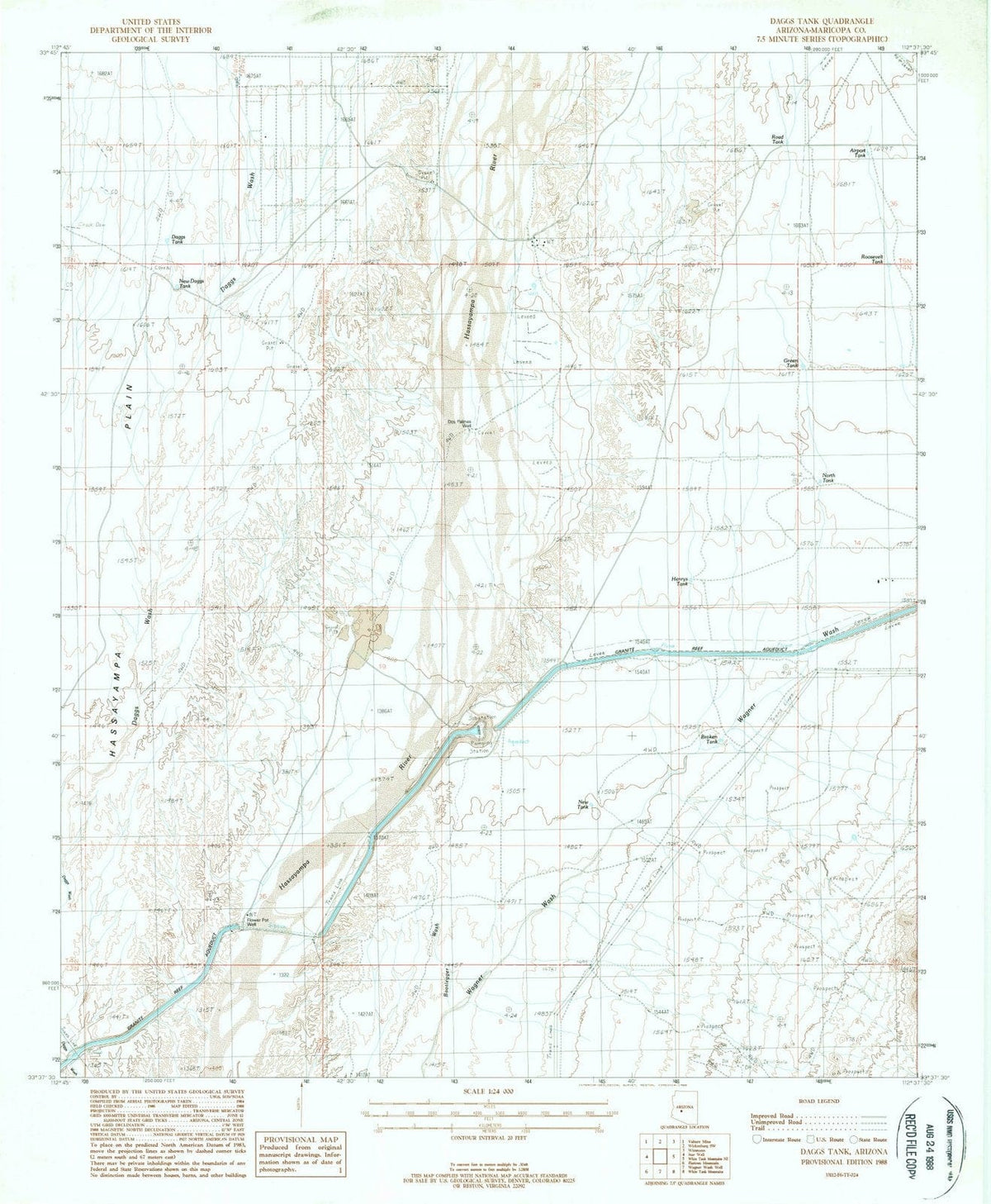 1988 Daggs Tank, AZ - Arizona - USGS Topographic Map