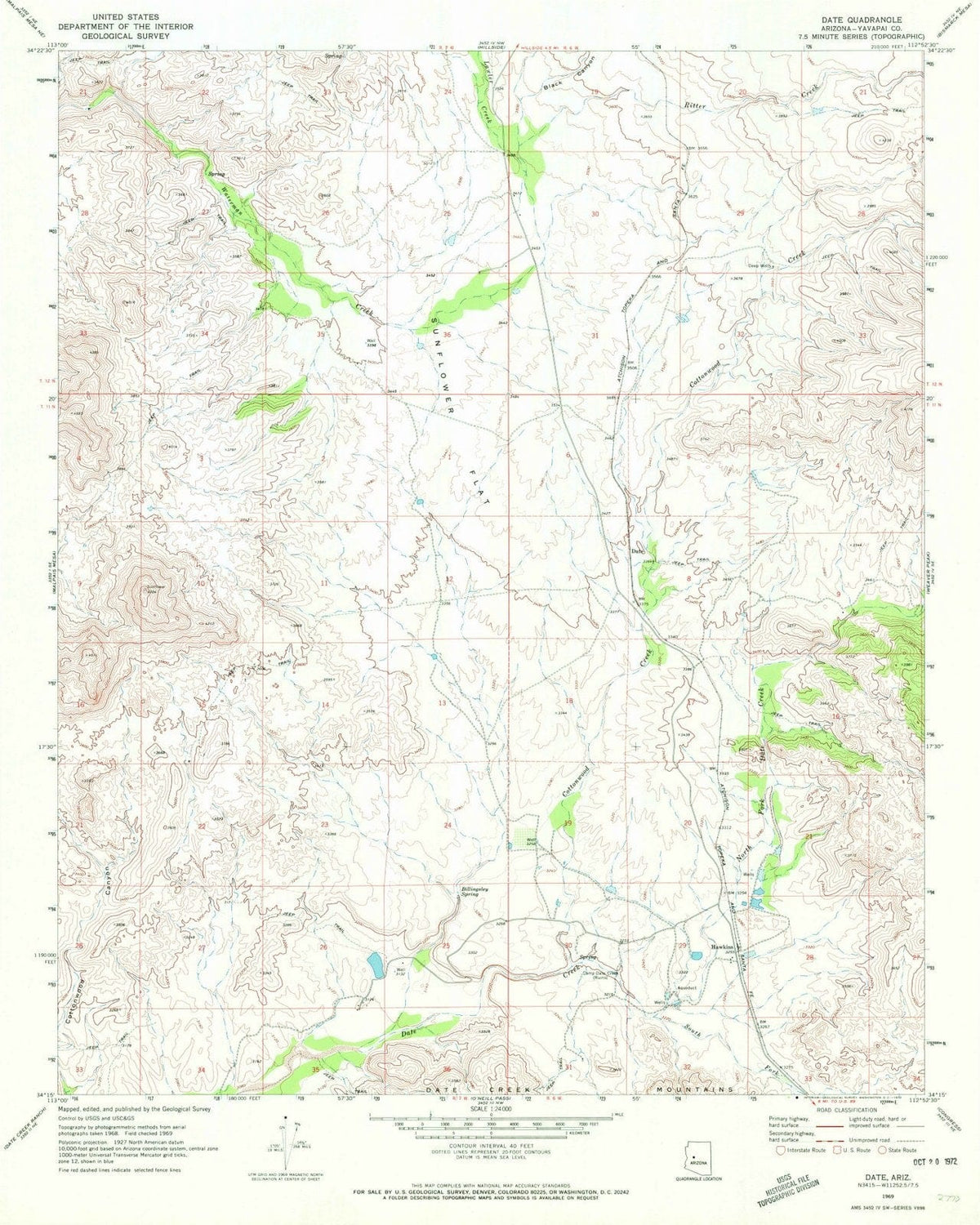 1969 Date, AZ - Arizona - USGS Topographic Map