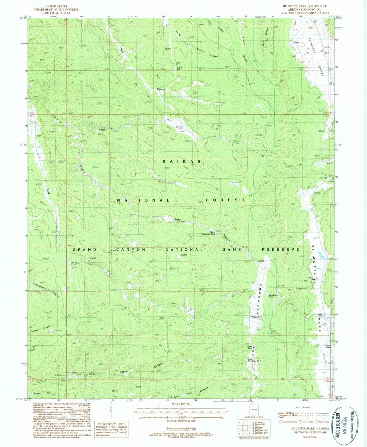 1988 De Motte Park, AZ - Arizona - USGS Topographic Map