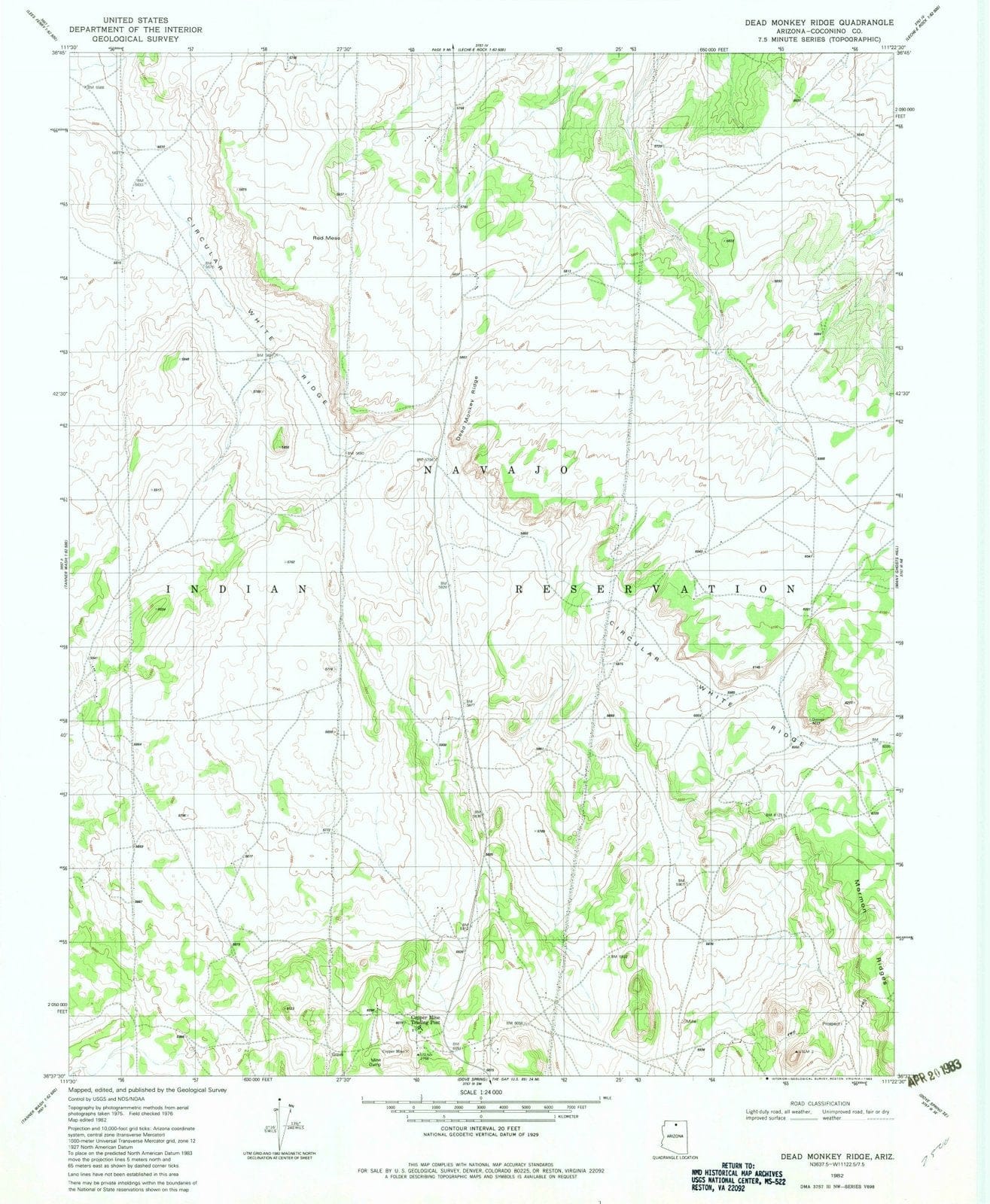 1982 Dead Monkey Ridge, AZ - Arizona - USGS Topographic Map