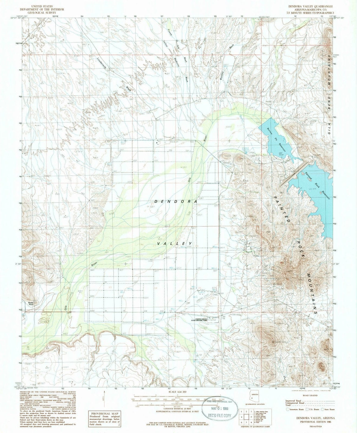 1986 Dendora Valley, AZ - Arizona - USGS Topographic Map