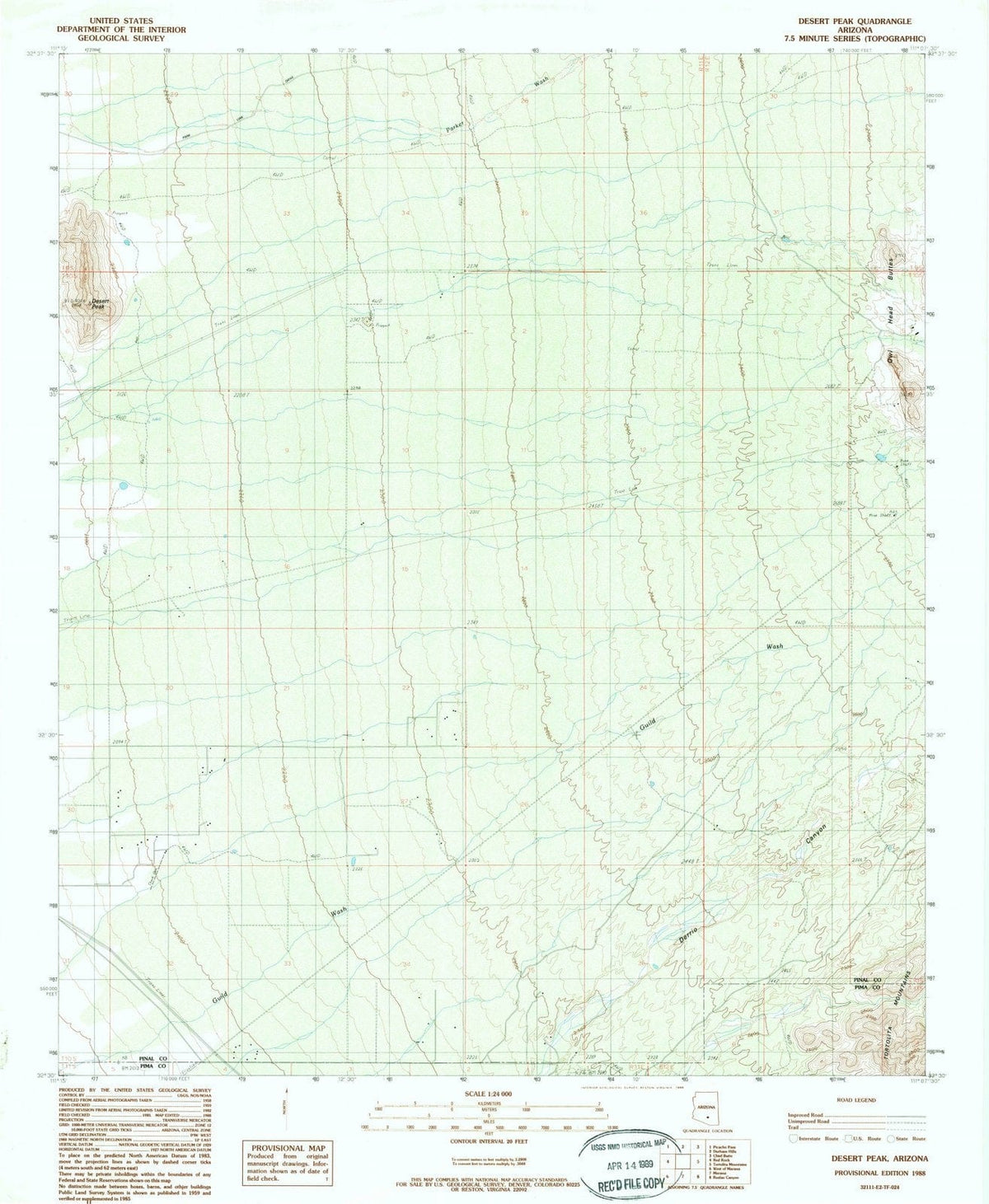 1988 Desert Peak, AZ - Arizona - USGS Topographic Map