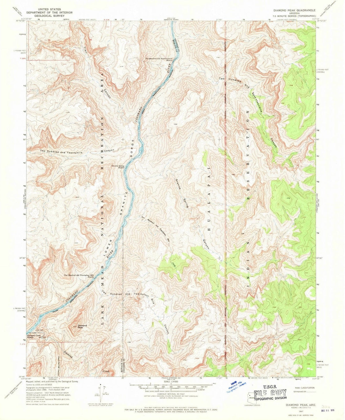 1967 Diamond Peak, AZ - Arizona - USGS Topographic Map
