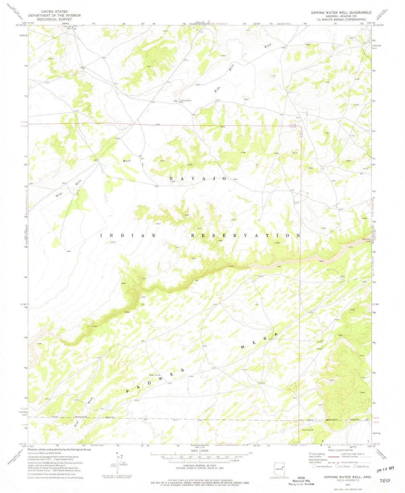 1972 Dipping Water Well, AZ - Arizona - USGS Topographic Map