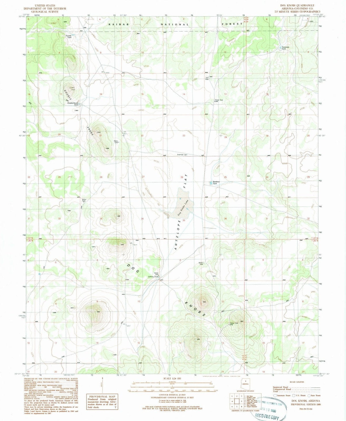 1989 Dog Knobs, AZ - Arizona - USGS Topographic Map