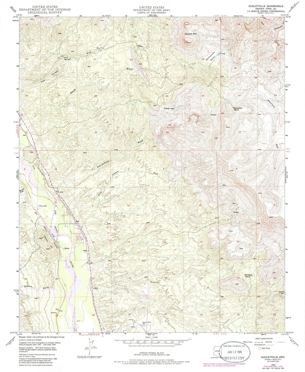 1949 Dudleyville, AZ - Arizona - USGS Topographic Map
