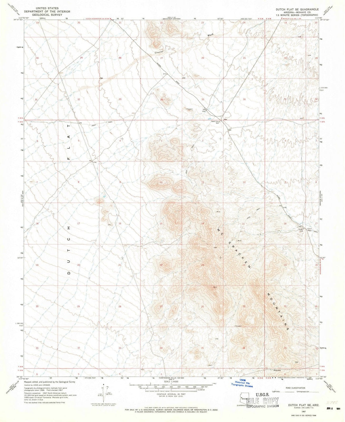 1967 Dutch Flat, AZ - Arizona - USGS Topographic Map v2