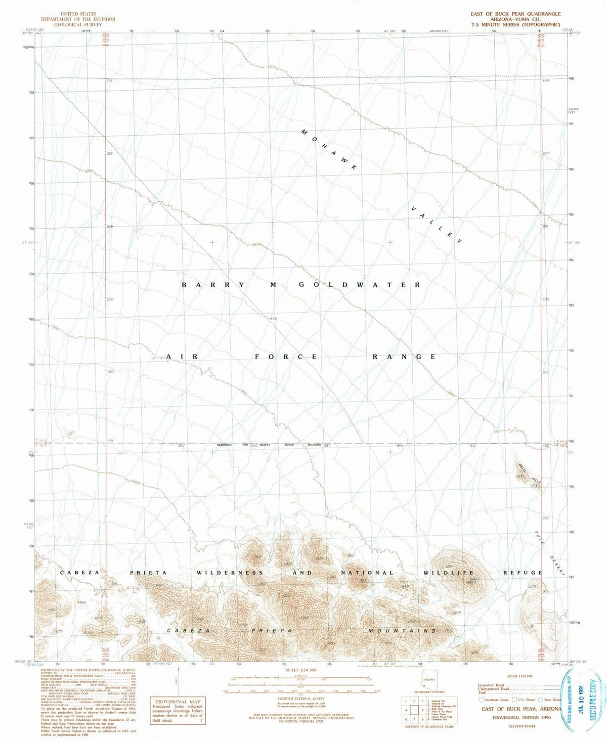 1990 East of Buck Peak, AZ - Arizona - USGS Topographic Map