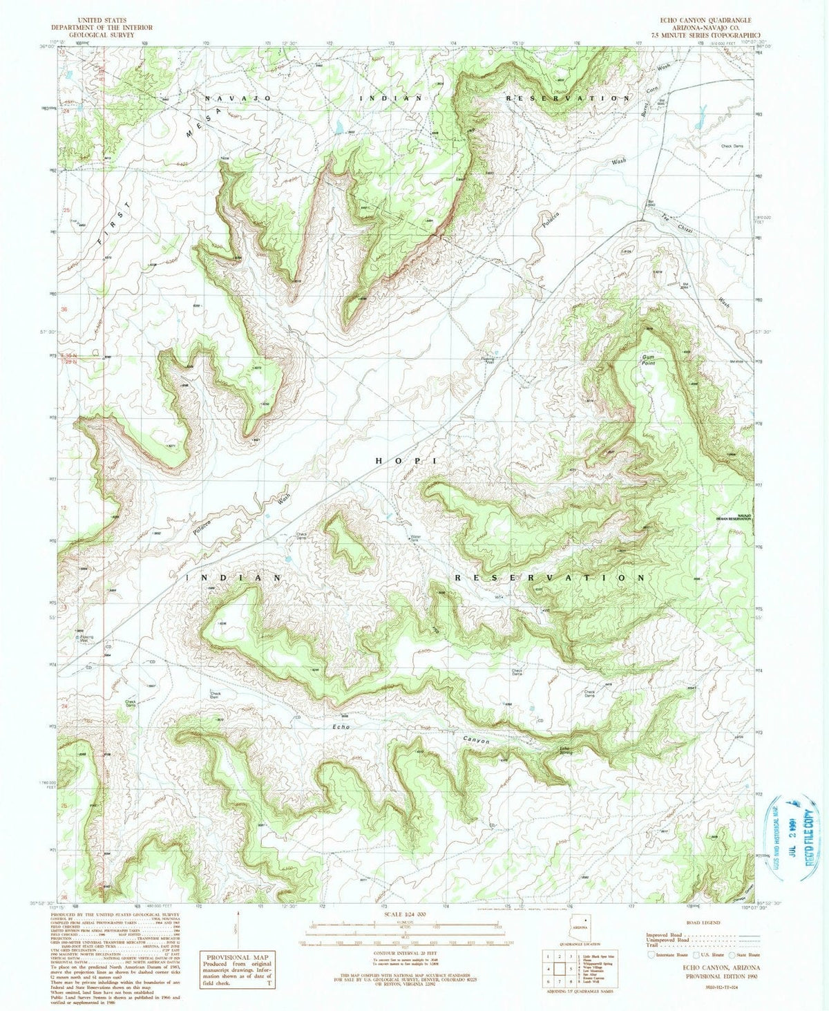 1990 Echo Canyon, AZ - Arizona - USGS Topographic Map