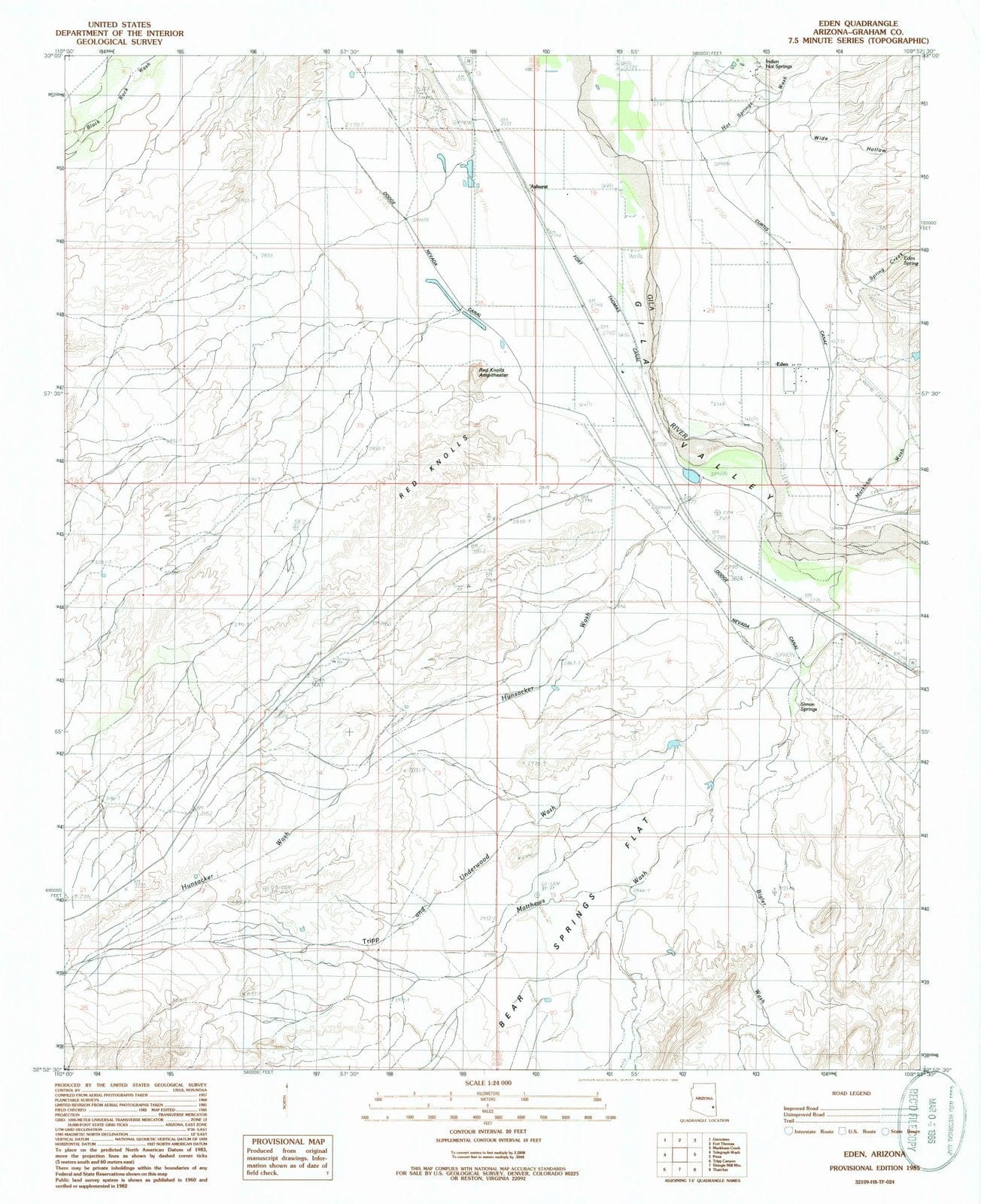 1985 Eden, AZ - Arizona - USGS Topographic Map
