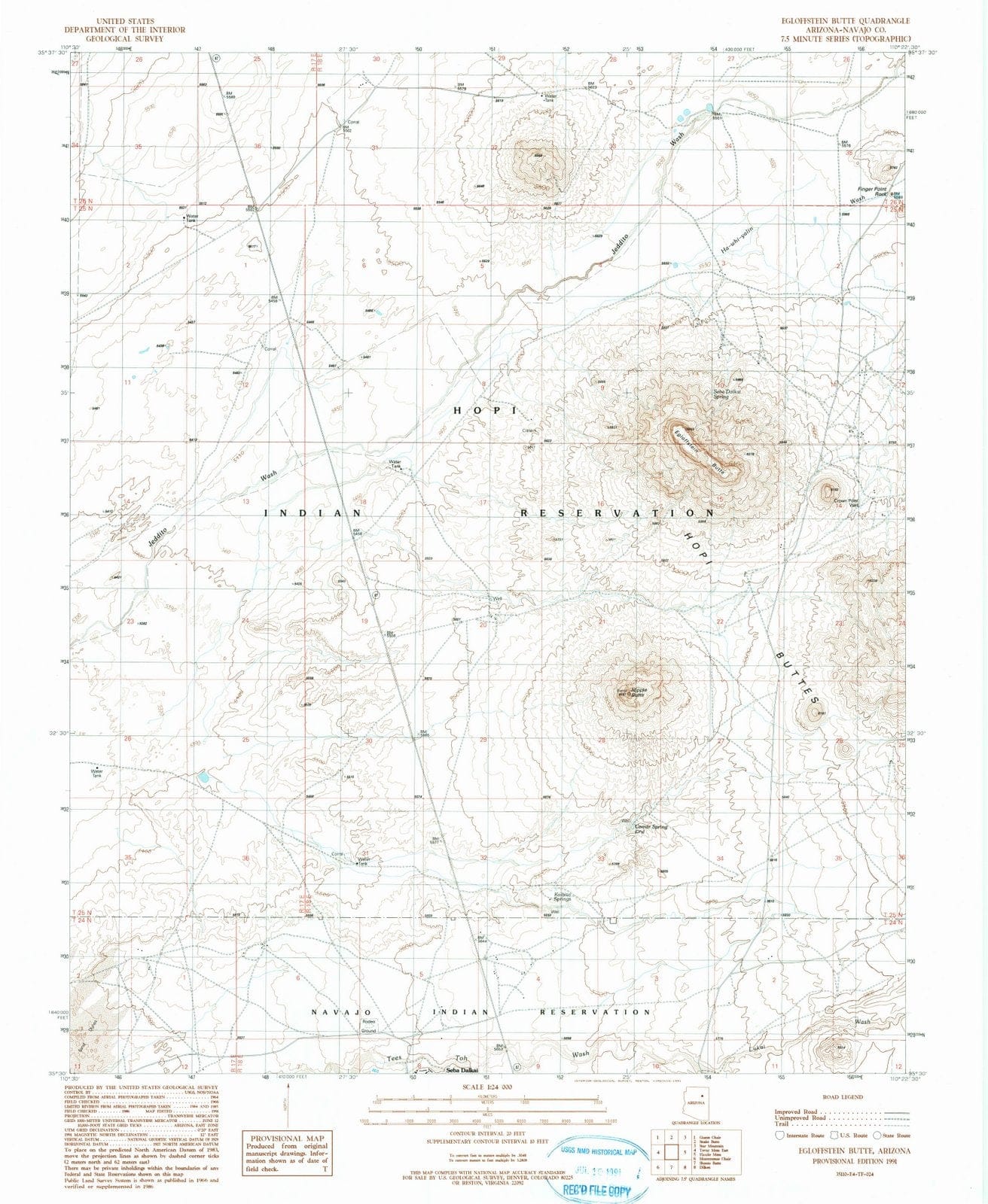 1991 Egloffstein Butte, AZ - Arizona - USGS Topographic Map