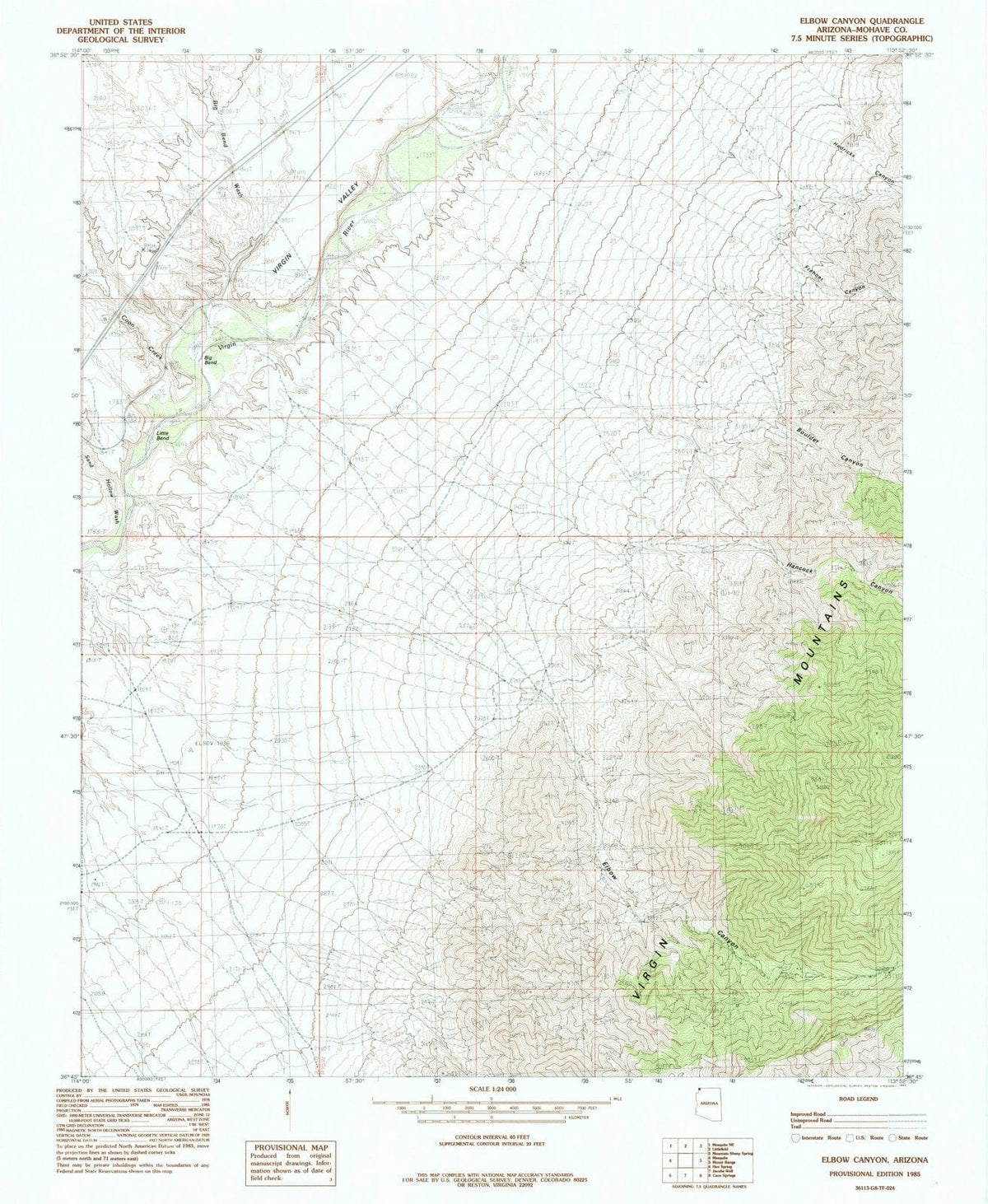 1985 Elbow Canyon, AZ - Arizona - USGS Topographic Map