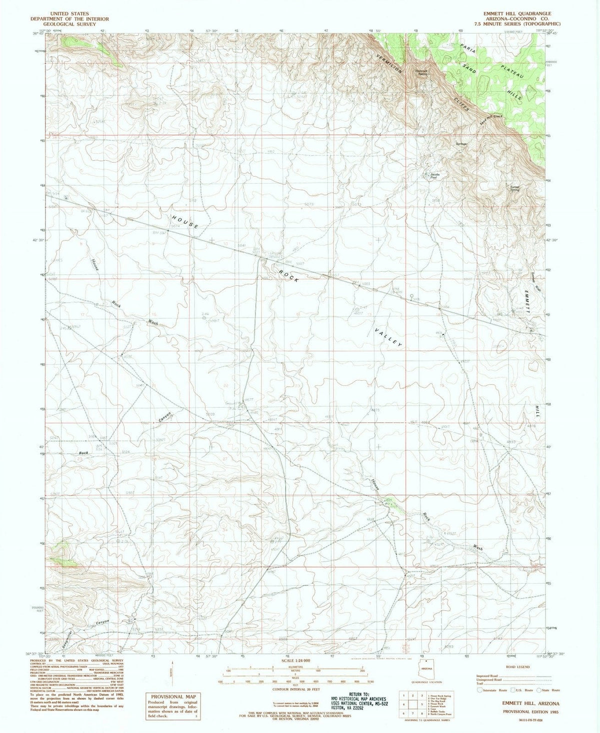 1985 Emmett Hill, AZ - Arizona - USGS Topographic Map