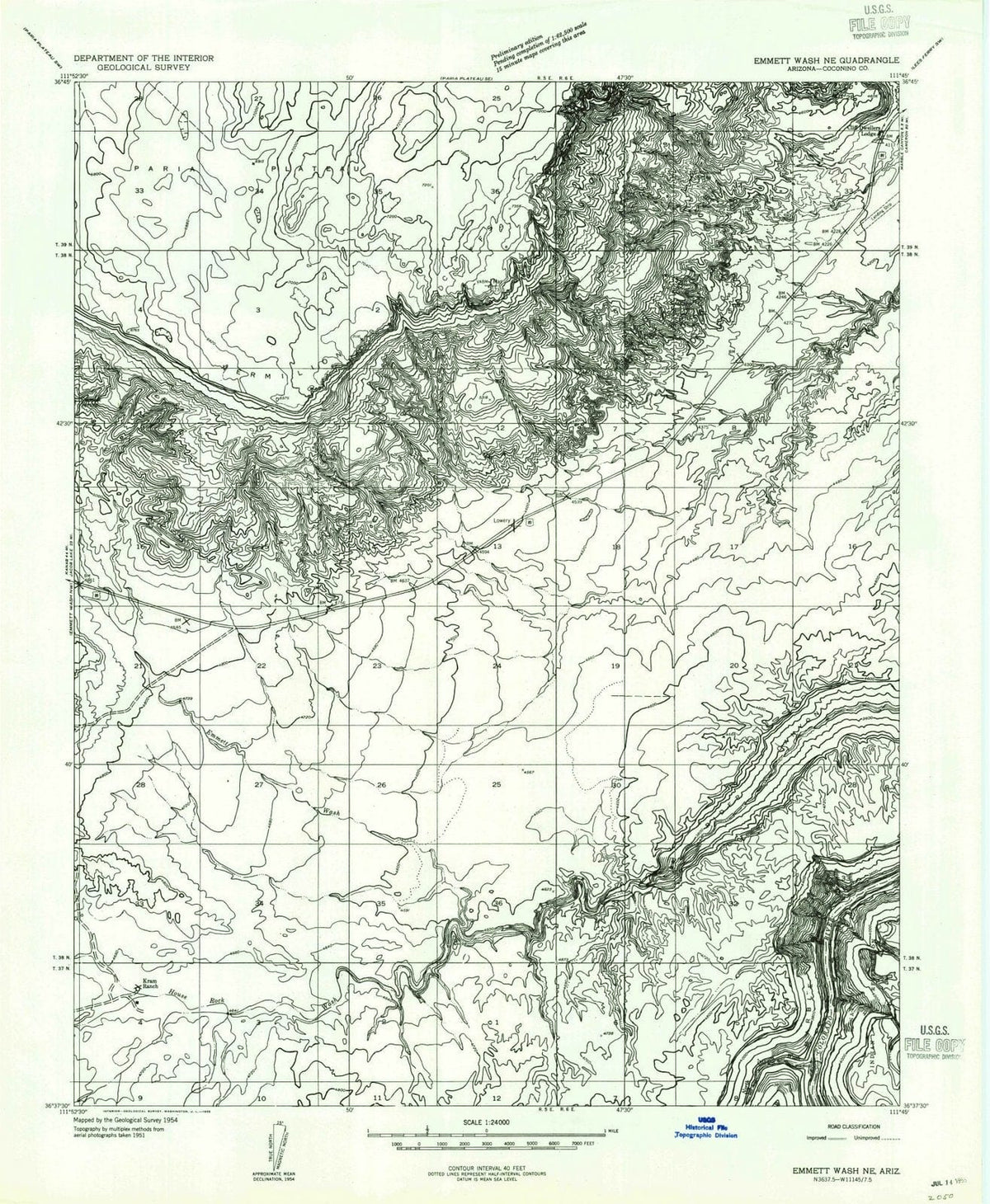1954 Emmett Wash, AZ - Arizona - USGS Topographic Map v2