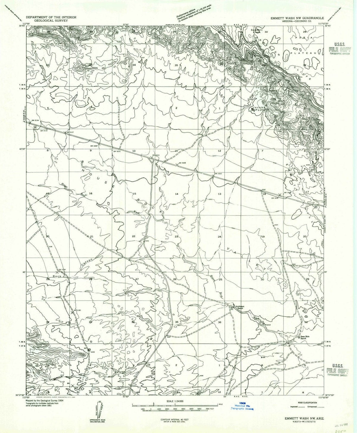 1954 Emmett Wash, AZ - Arizona - USGS Topographic Map v3