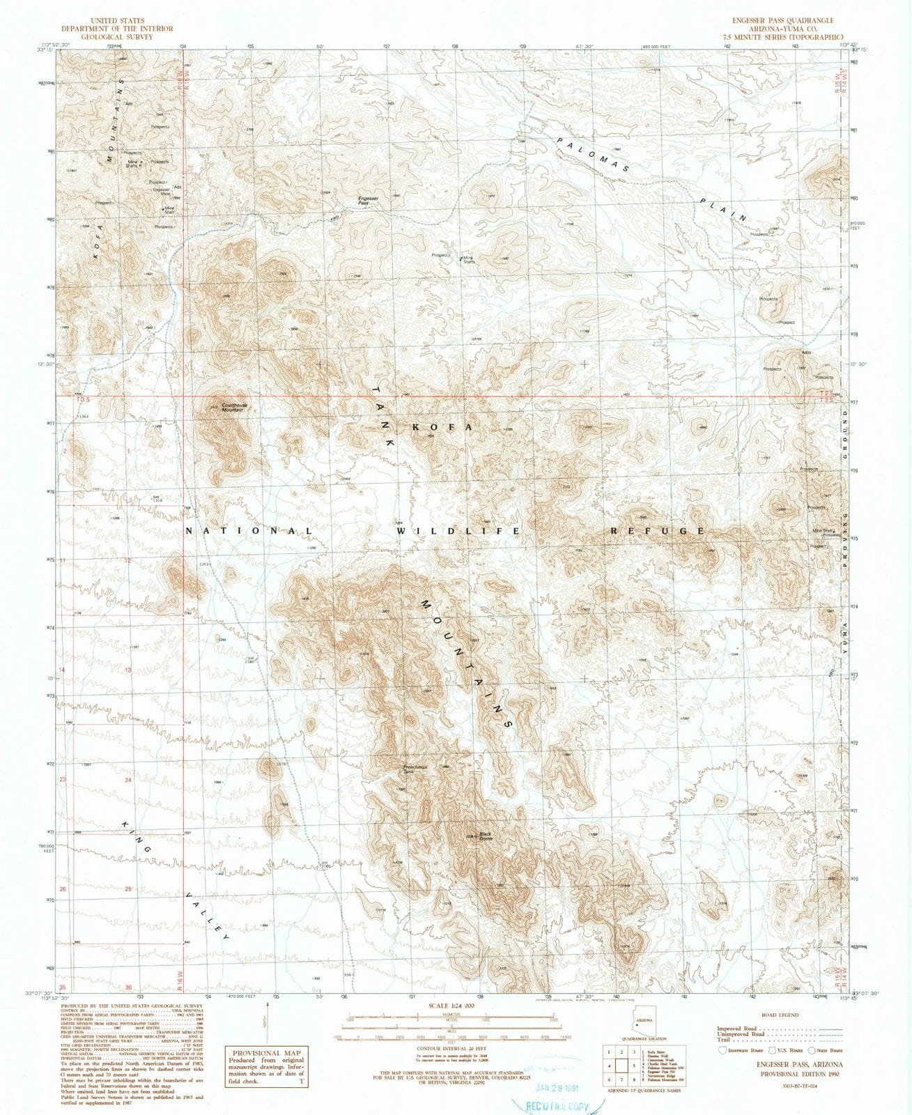 1990 Engesser Pass, AZ - Arizona - USGS Topographic Map v2