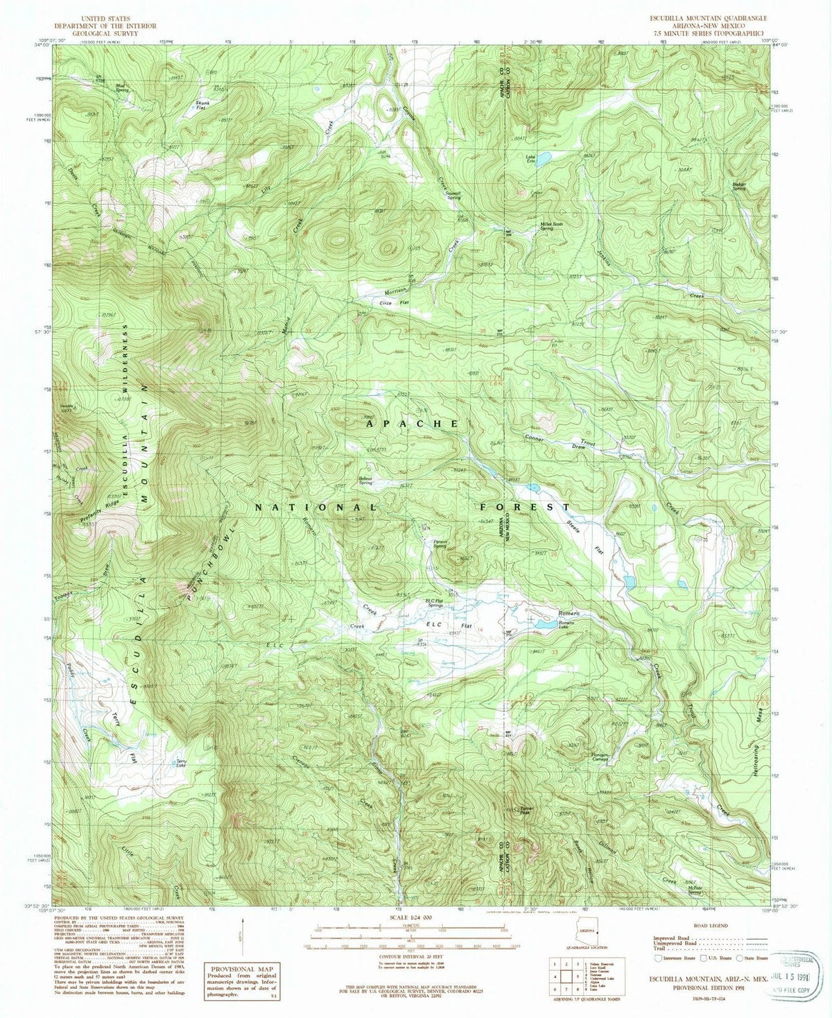 1991 Escudilla Mountain, AZ - Arizona - USGS Topographic Map
