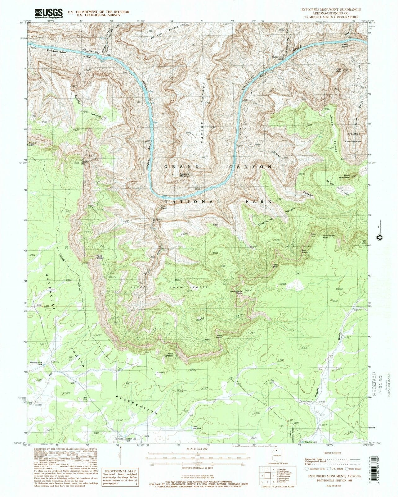 1988 Explorers Monument, AZ - Arizona - USGS Topographic Map