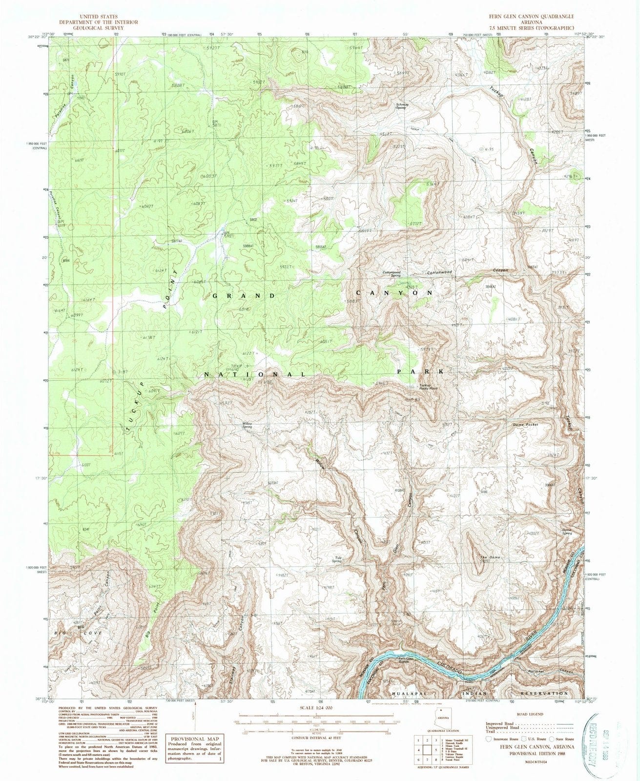 1988 Fern Glen Canyon, AZ - Arizona - USGS Topographic Map